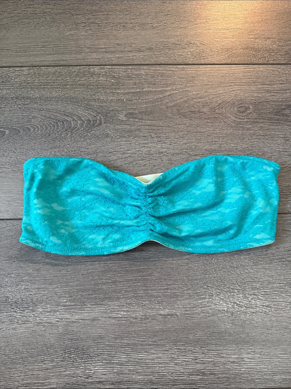PINK Victoria's Secret Teal Lace Strapless Bandeau